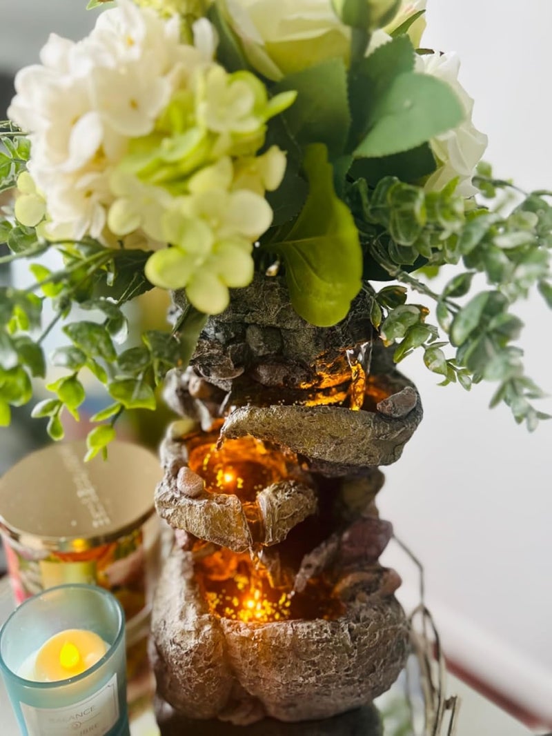 Tolevoit Tabletop Water Fountain with LED Lighting for Indoor Decor and Ambiance Relaxation Soothing Sound Waterfall Indoor Zen Relaxation for Office Home Decorations Growing Plants by Yourself - Image 2